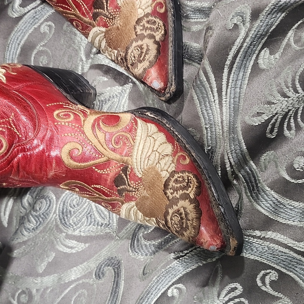 Old Gringo Red Heart With Wings Embroidered Cowboy Or Cowgirl Boots Size 6.5 - Picture 3 of 10